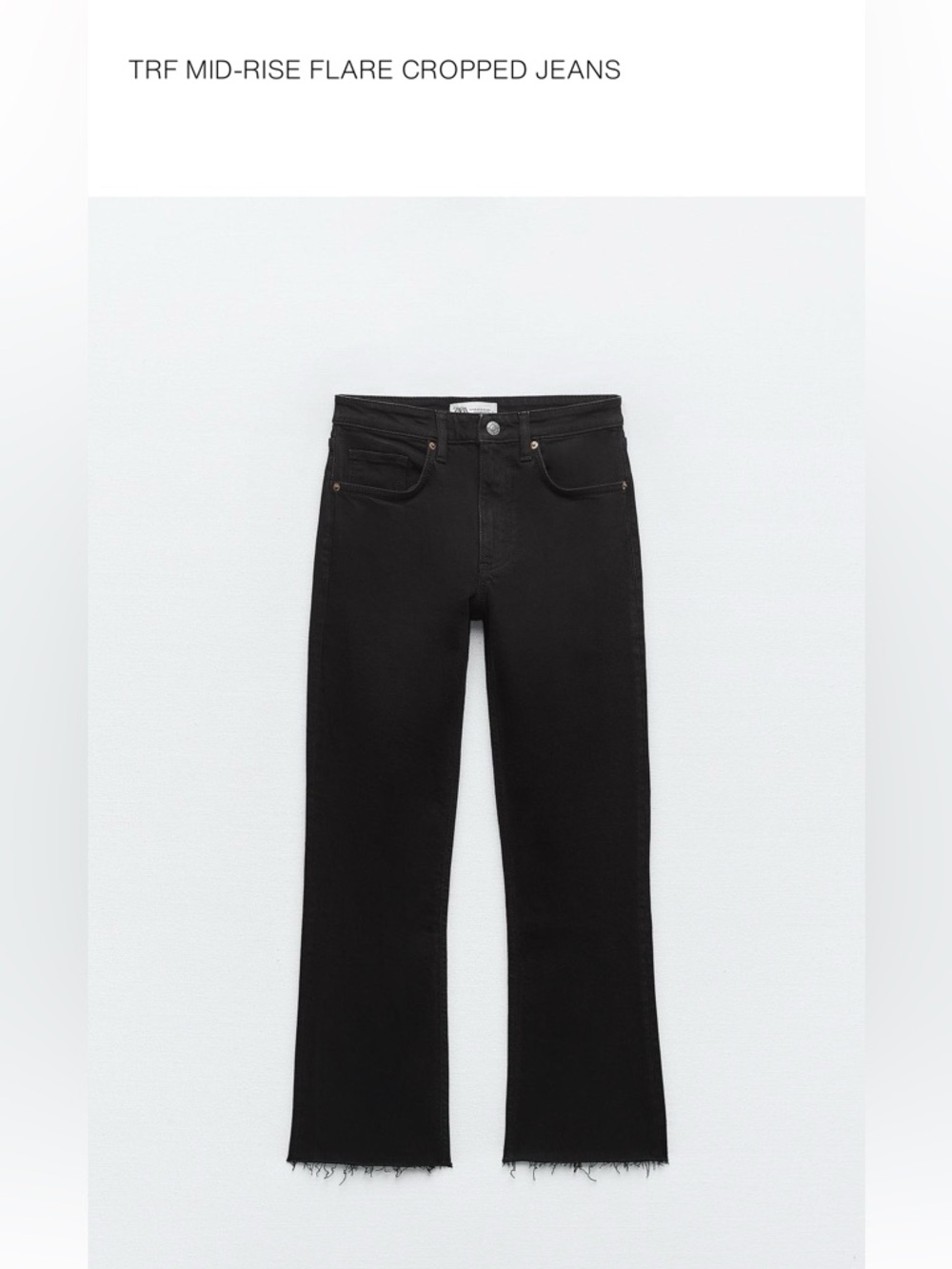 Zara Black Mid-Rise Flare Cropped Jeans